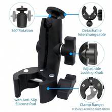 2026 Neues Motorradhalterung-Set, kompatibel mit Insta360 One X5 X4 X3 X2 RS OSMO, stabile Motorradklemme, ausziehbare Panorama-Stange, rutschfeste CNC-Basis, perfekt zum Aufnehmen von Fahrvideos, mit Regenschirm-Clip-Funktion - Übersicht 7