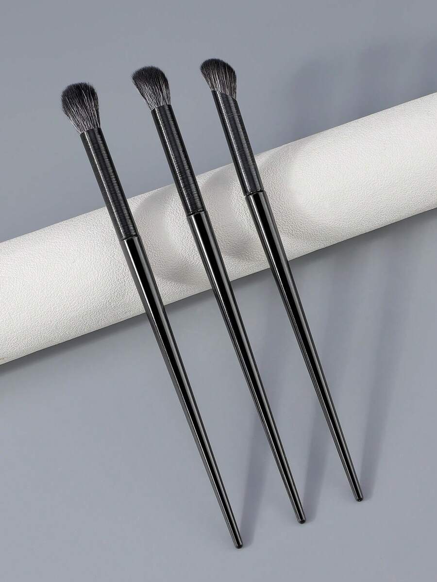 3件組細節眼影刷組，黑色手柄化妝刷，柔軟漸層刷毛，精準眼影暈染刷 - 黑色 - 查看 1