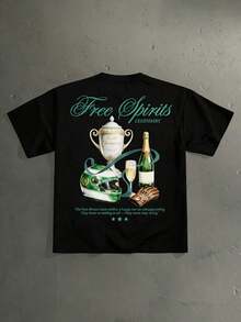 T-shirt à manches courtes et coupe ample avec motif de trophée de champion de course américain vintage, un vêtement décontracté et tendance pour les rendez-vous et les rassemblements, cadeau pers - Blanc - Voir 3