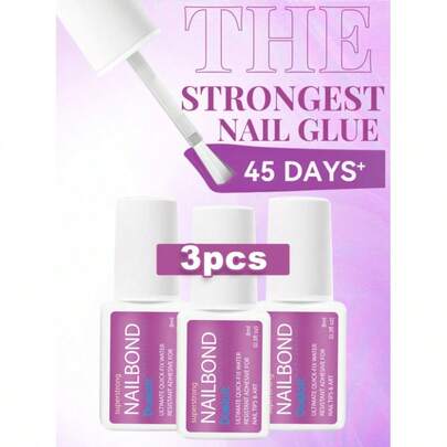 3pc Strong Brush-On Nail Glue Acrylic Nails, Nail Tips & Press-On Nails (8ml) , Fix Broken Nail Repair.Acrylic Nail Glue Nail Nail Glue Gel, Must Have