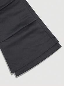 Men's Black Loose Fit Flared Cargo Pants With Multiple Pockets, Versatile Long Pants For Fitness, Hiking, Streetwear, Summer - Black - View 8