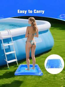 1pc Blue Portable Foldable Swimming Pool Cleaning Basin, Essential Maintenance For Above Ground Pools. Suitable For Garden Layout, Fan Accessories, Soft Rubber Decor, Holiday Essentials And Fashion Room Decor. - Multicolor - View 3