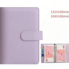 Macaron Color A6 6-Ring Budget Planner Set, Cash Envelope Savings System Notebook, Includes Divider Pages, Stickers And Budget Sheets, Monthly Expense Tracking Organizer, Women's Home Gift Stationery, Back To School - Purple - View 8