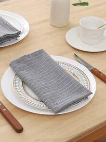 1/2/6pcs Ins Style Minimalist British Style Solid Color Fine Striped Fabric Placemats Napkins Decorative Pads For Kitchen Living Room, Suitable For Festivals And Weddings - Multicolor - View 7