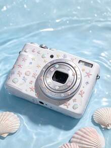 1pc Holographic Laser Shell Starfish Coral Sticker, Summer Beach Ocean Style Waterproof Self-Adhesive No Residue, Digital Camera Phone Case Fresh Vacation Style DIY Decorative Sticker, Digital Peripheral Gentle Beach Atmosphere Beautification Sticker - Dreamy Jellyfish Shell - View 4