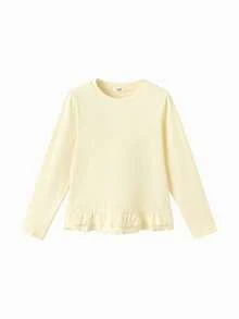 Balabala Girls' Long Sleeve T-Shirt 2026 Fall New Sweet Fashionable Tween Girl Base Layer Casual Top - Vanilla White - View 4