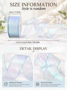 Gulungan Pita Organza Gaya Fantasi, Pita Tulle Transparan Berwarna-warni, Cocok untuk Hiasan Kado, Dekorasi Pernikahan, Pembungkus Buket, Dekorasi Meja Pesta, Kerajinan Bunga DIY, dan Berbagai Kegunaan Dekoratif Lainnya - Beraneka warna - View 3