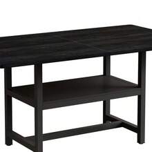 Black Rectangular Dining Table In Industrial Design, 160*90*76 Cm, For 4-6 People, With Multifunctional Storage Shelf, Suitable For Living Room, Kitchen And Dining Area. - Black - View 6