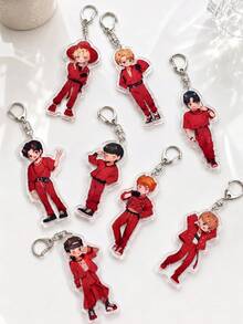 8 Acrylic Keychains. Featuring The Iconic Red-Clad K-Pop Devil, These Keychains Recreate His Classic Stage Look, Exuding Coolness And Style. Perfect For High-Energy Occasions Like Concerts, Fan Gatherings, Bag Charms, And Collectible Items. Whether As A Birthday Gift Or A Gift Between Fans, These Keychains Instantly Ignite A Supportive Atmosphere, Showcasing The Attitude Of Die-Hard Fans And Making Them Stand Out Throughout The Season. - Multicolor - View 1