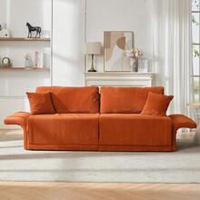 Modern Minimalist Fabric Sofa With Multifunctional Conversion: Comfortable Sofa Bed For Living Rooms, Offices And Studios, Foldable Double Sofa Bed For Small Apartments. - 橘色 - 查看 6