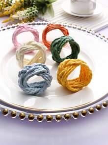 1-6 buah Cincin Serbet Kertas Anyaman Buatan Tangan, Tempat Serbet dari Bahan Alami, Cocok untuk Dekorasi Ruangan, Dekorasi Meja, Dekorasi Rumah, Sempurna untuk Liburan, Pesta, Ulang Tahun, Pernikahan, dan Jamuan Makan Malam - MultiWarna - View 6