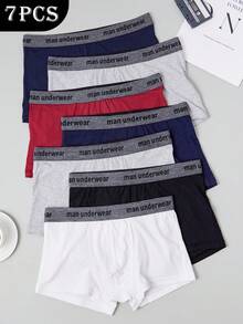 7pcs Cotton Panties Men's Boxer Shorts Sweat Absorbent Breathable Briefs Business Casual Briefs - Multicolor - View 2
