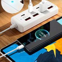 1pc 25W Fast Charging Wall Charger Station 8-Port USB Hub (4 USB-A + 4 Type-C PD Ports) - Can Simultaneously Charge Tablets/Laptops/Smart Devices - 8-Port USB Fast Charging Hub (4 USB-A + 4 PD Ports) - 25W Power Delivery, Compact USB Power Expansion Dock For MacBook, PC, Tablets, Smartphones - Compatible With USB-C Devices, Durable White Design, Suitable For Home/Office Use, Multi-USB Hub, Device Charging Station - View 4