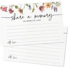 4"X6" Wildflower Memorial Cards For Celebration Of Life, Funeral, Remembrance, Birthday, Graduation, Bridal Shower - A - View 1