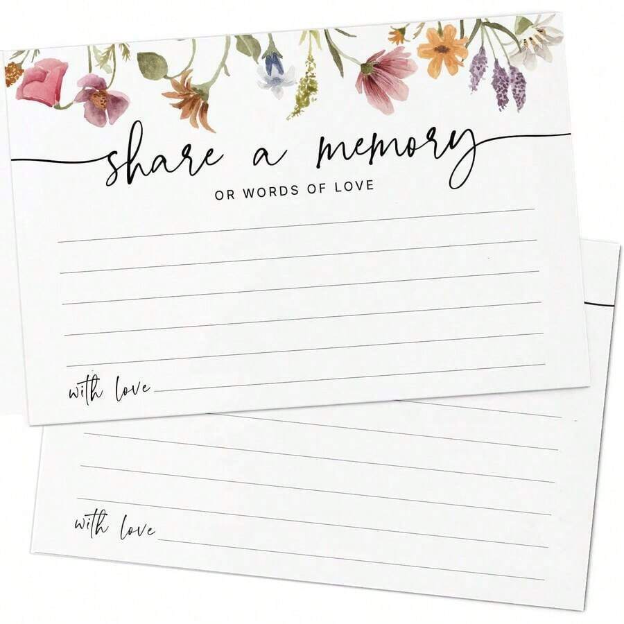 4"X6" Wildflower Memorial Cards For Celebration Of Life, Funeral, Remembrance, Birthday, Graduation, Bridal Shower - A - View 1