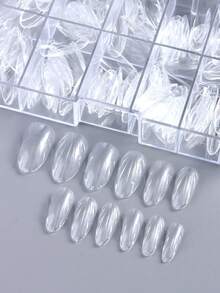 140片/盒 透明杏仁形美甲貼片 美人魚風美甲設計貼片 適用DIY居家美甲/韓式軟膠延長美甲貼片 全覆蓋美甲貼片 - 無色 - 查看 8