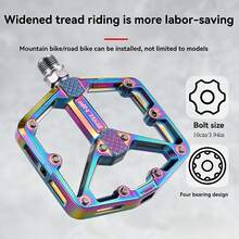1 Set Colorful Bicycle Pedals Made Of Aluminum Alloy, Lightweight Design, Cool Anti-Slip Wide Pedals, Enhances Riding Performance, Suitable For Road And Mountain Bikes, Perfect For Cycling Gear - Multicolor - View 3