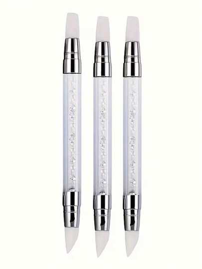 2pcs Nail Art Brushes, 3D Carving Mirror Glitter Embellishment Painting Nail Art Pens, Gel Nail Polish Nail Art Tools