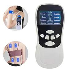 Set de estimulador muscular corporal de pulso digital, incluye aparato masajeador + 4 almohadillas de electrodos, 8 modos y 15 niveles de intensidad, disponible en color verde y blanco. Adecuado para uso en hogar, oficina, gimnasio y terapia personal, alivia dolores musculares en deportistas y adultos mayores. - Multicolor - Ver 8