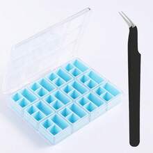 Nail Art Storage Box Set -Include 1pc Nail Art Storage Box And 1pc Nail Tweezers, Removable Compartment Rhinestones Accessories Container Box,Suitable For Nail Accessories, Rhinestones, Jewelry - Multicolor - View 12