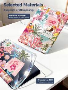 可爱热带度假风翻盖保护套，椰子、椰树、芙蓉花图案，芙蓉花保护套，兼容 iPad Air 8 (M4) 2026 (11 英寸)、Air 8 (M4) 2026 (13 英寸)、(A16) 第 11 代 11 英寸 (2025)、Apple Air 11 (2025)、第 10 代 10.9 英寸 (2022)，带 Apple Pencil 插槽、三折支架、自动唤醒/睡眠功能，生日礼物之选。 - 彩色 - 查看 11