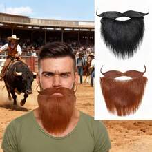 1/2pcs Realistic Bull Mustache Costume Prop For Holiday Party Dress-Up, Practical Personalized Mustache Mask For Role Play, Durable Exquisite Compact Party Makeup Ball Costume Accessory - Dress Up - View 2