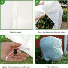 1pc Large White Plant Cover With Zipper And Drawstring - Frost Protection Bag, Suitable For Fruit Trees, Shrubs, Potted Plants - Reusable Winter Plant Jacket, Winter Plant Care | Drawstring Closure | Wind And Rain Cover, Plant Protection Cover - A - View 2