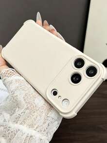 奢華純色相機保護軟手機殼,適用於 iPhone 17 Pro Max 17 Pro 17 16 15 14 13,四角防摔防震保護背蓋 - 白色 - 查看 3