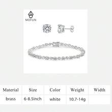 MDFUN Set Perhiasan Emas Putih 18K, Gelang Tennis 3,5mm & Anting Tusuk Bulat 6mm - emas putih - View 13