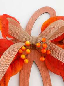 1PC Autumn Pumpkin Door Hanging Decor, Thanksgiving Front Door Wreath, Pumpkin Door Sign, Paired With Artificial Maple Leaves, Berries And Burlap Bow, American Farmhouse Style Porch, Wall, Window, Entryway Hanging Decoration, Suitable For Harvest Festival, Seasonal Home Party Decor - Style 1 - View 12