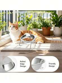 1pc/4pcs Stainless Steel Pet Bowl, Shatterproof & Rust-Resistant Elevated Cat & Dog Food Bowl, Ergonomic Neck Protection Anti-Spill, Easy To Clean Pet Water Bowl, Suitable For Small And Medium Pets - 500ml - View 4