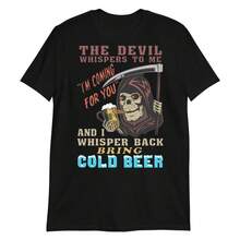 Devil Whispers To Me Cursed Meme Parody T-Shirt Unisex - Black - View 1