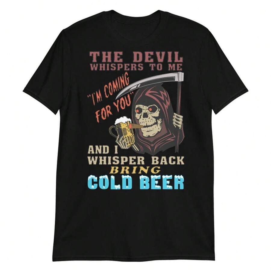 Devil Whispers To Me Cursed Meme Parody T-Shirt Unisex - Black - View 1