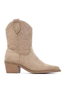 Bottines Santiagos en Suédine à Broderies Folk – L'Espriit Western Citadin - كاكي - مشاهدة 2