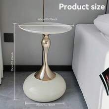 Small Round Coffee Table, White Coffee Tables For Living Room, Modern Round Side Table With Gold Pedestal Base,Modern Center Table For Small Space Home Office Gardern - Cream White - View 3