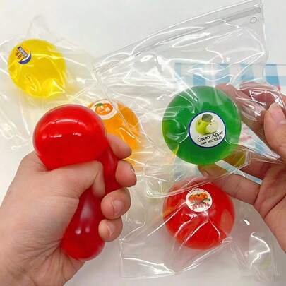 1pc Realistic Water-Like Fruit Pudding Squeeze Toy, Q-Elastic Stress Relief TPR Soft Rubber Handmade Ball, Slow Rebound, 6cm Water-Like Squeeze Toy Fruit Tea Crystal Slime, Stress Relief Squeeze Ball, Birthday Gift, Holiday Gift, Creative Toy For Teenagers, Stress Relief Toy For Teenagers And Adults