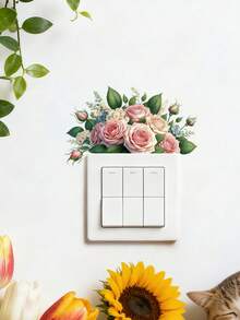 1件裝優雅鬱金香燈開關插座牆貼，自黏式花卉圖案，易貼貼，適用浴室、臥室家居裝飾美學 - BH15066 - 查看 7