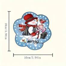 Christmas Snowman Design Wooden Coaster Set, Anti-Slip And Heat-Resistant, Suitable For Home Kitchen, Bedroom Decor, Office, Tea Room Desktop Protection, Perfect For Thanksgiving, Halloween, Christmas Gifts - Multicolor 4 - View 4