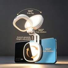 Magnetic Phone Light, Adjustable Warm/Cool /, 360° Rotatable Foldable Portable Rechargeable Selfie Live Beauty Lighting Lamp - Magnetic Type - View 3