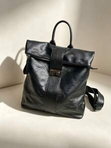 Women Backpack Diamond Quilted Pattern Soft Handle Metal Lock Zipper Large Capacity Multi-Purpose Vintage Minimalist Daily Work Travel All Seasons - Black - View 9
