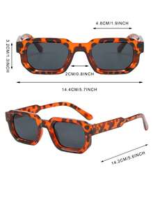 1 Pair Men's Leopard Print Square PC Frame Minimalist Solid Color Casual Versatile Street Style Fashion Glasses - Leopard - View 4