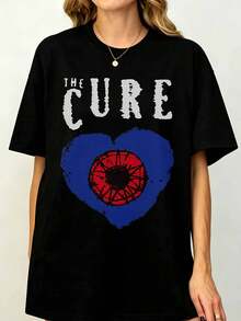 Thes Cures Festival Summer Tour Concert Goth Rock Heart T-Shirt Rock Band Logo Vintage Eye Graphic Print Black Unisex Tee - nero - Visualizzare 1
