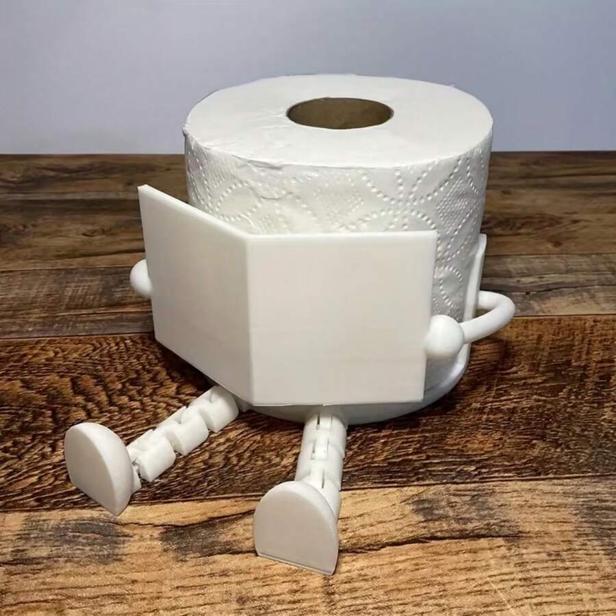 Creative Reading Man Toilet Paper Holder, Funny Anthropomorphic Sitting Pose Tissue Storage Decor, Personalized Desktop Decoration, Home Toilet Paper Roll Holder, Fun Soft Decor Ornament, Atmosphere Desktop Figurine - Multicolor - View 1