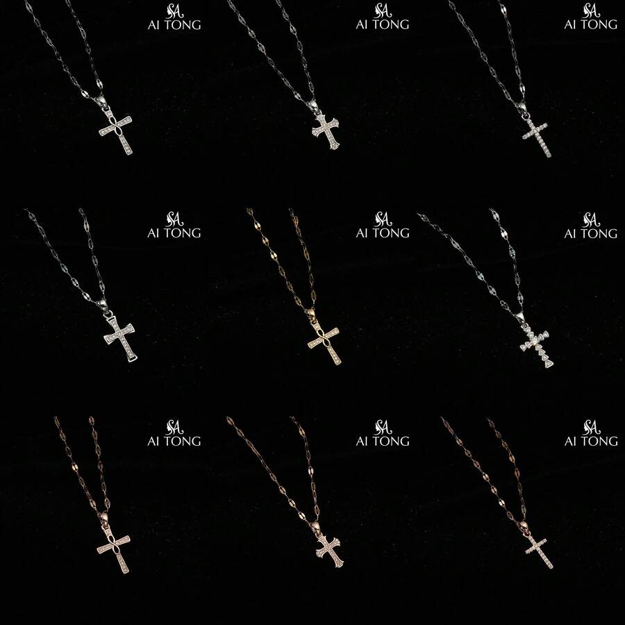 1 Stück minimalistische personalisierte Metall-Dünnkette Kreuzanhänger Halskette, geeignet für den täglichen Gebrauch von Frauen
