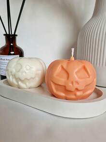 1PC Pumpkin Silicone Mold With Facial Expressions, Creative DIY Angry / Smirking Pumpkin Aromatherapy Candles Mold, Crafts Casting Molds, Holiday Home Decor & Gifts Ornament Epoxy Resin Mold, Art Decoration Plaster Mould, Autumn Halloween Decor Mold - 01-straight-eared Rabbit Tray Silicone Mold - View 4