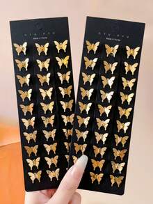 10/Set Metal Butterfly Clip Combination, Gold Gradient Side Clips, Mini Design, Sweet & Cute Hairstyle - Suitable For Girls And Teenagers, Perfect For Daily Wear, Dates, School, Parties And More - Multicolor - View 5