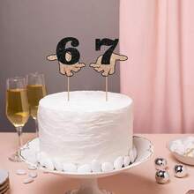 2pcs Six Seven Cake Decor - Funny 6 7 Birthday Cake Decor - Suitable For Birthday Party, Anniversary Party Decoration Supplies - View 2
