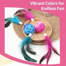 1pc Cat Toy Pet Toy Dog Toy Feather Rolling Toy, Made Of Simulated Feathers And Polyester Material - Multicolor - View 5