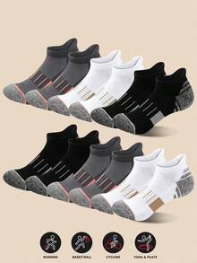 Outdoor Hiking Striped Contrast Color Sports Short Socks, Thick Cushioned Sole Anti-Blister, High Elasticity Snug Fit No Slip-Off, Breathable Anti-Bacterial Anti-Odor, Yoga Training All-Season Unisex Commute Durable Functional Sports Boat Socks - Multicolor - View 1