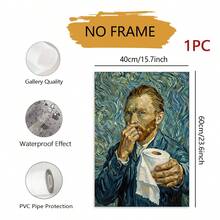 1pc 2D Flat Humorous Van Gogh Self-Portrait Toilet Paper Roll Wall Art Decor, Starry Night Style Humorous Bathroom Decor Poster, Frameless Modern Canvas Painting, Suitable For Bathroom, Toilet, Restroom, Home Decor, Bathroom Wall Decoration - Multicolor - View 12